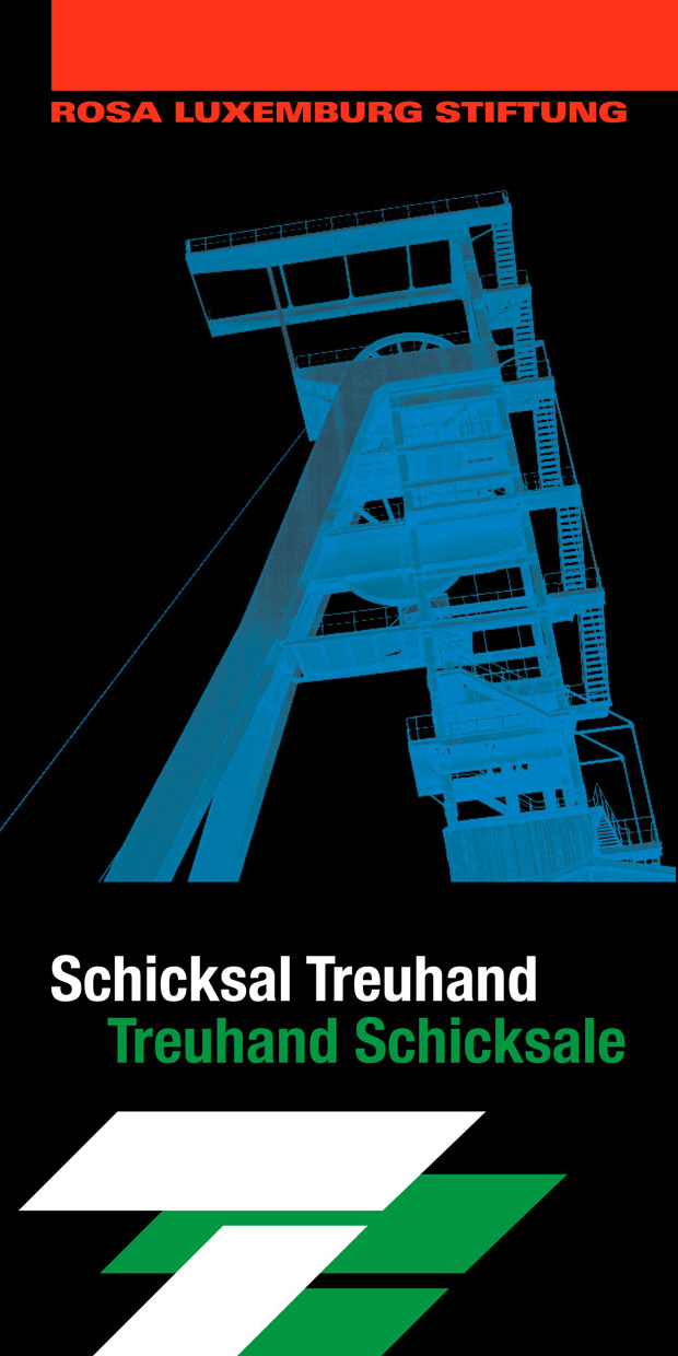 schwarze Titelgrafik mit Text „Schicksal Treuhand – Treuhand-Schicksale Rosa Luxemburg Stiftung“