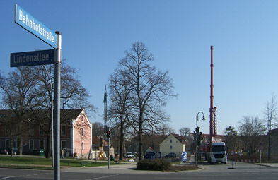 Foto: Blick in die gesperrte Bahnhofstraße