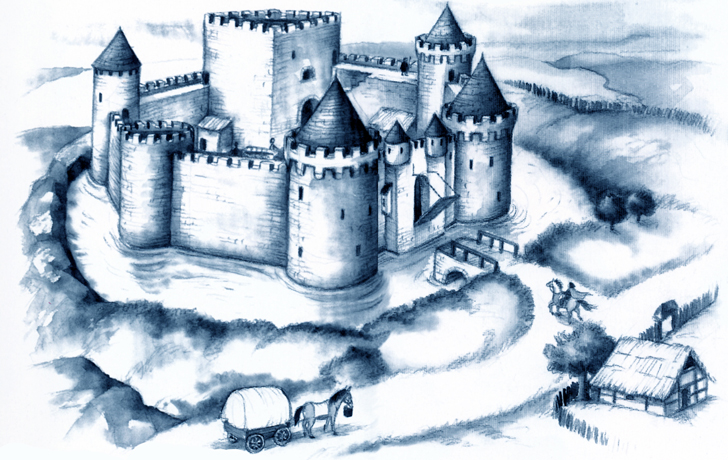 Zeichnung einer Ritterburg