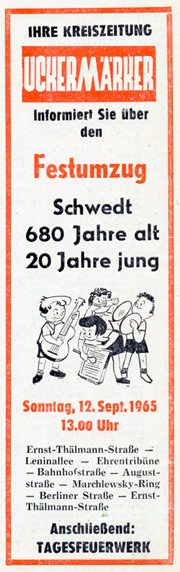 Zeitungsausschnitt: Ablauf des Festumzuges 1965