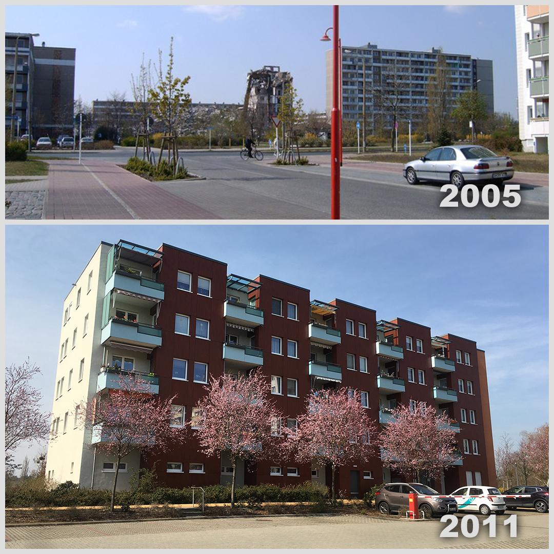 Fotopaar: Abriss eines Hauses 2005, Neubau 2011