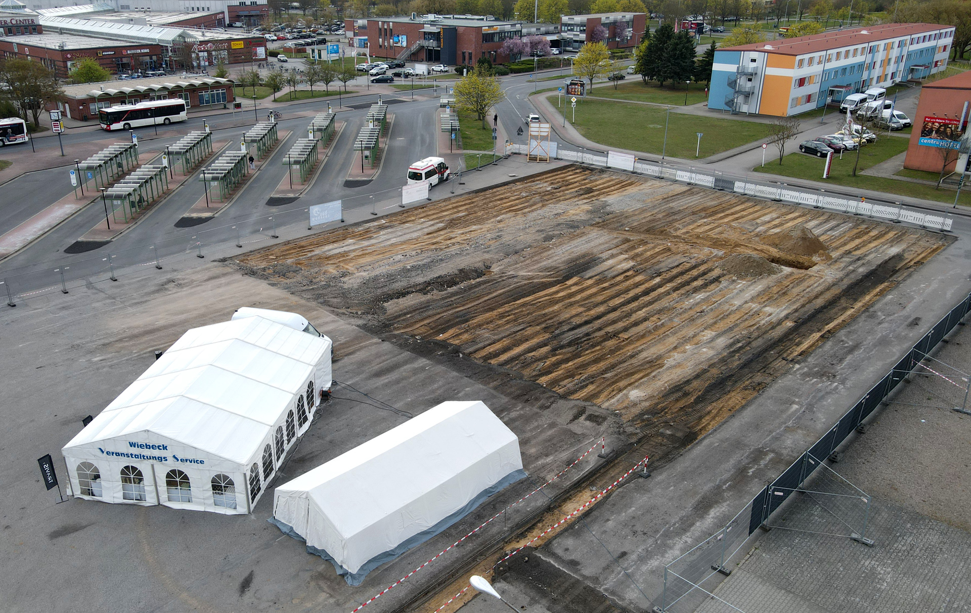 Luftbild auf die Baustellenfläche