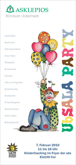 Das Plakat zeigt einen Clown mit vielen Luftballons.